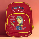 Red backpack with Disney Frozen design on a gradient background